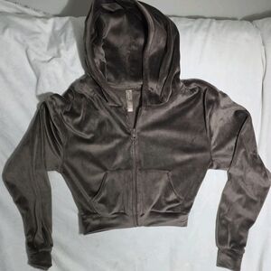 SKIMS Velvet Zip-Up Hoodie Jacket - Dark Brown